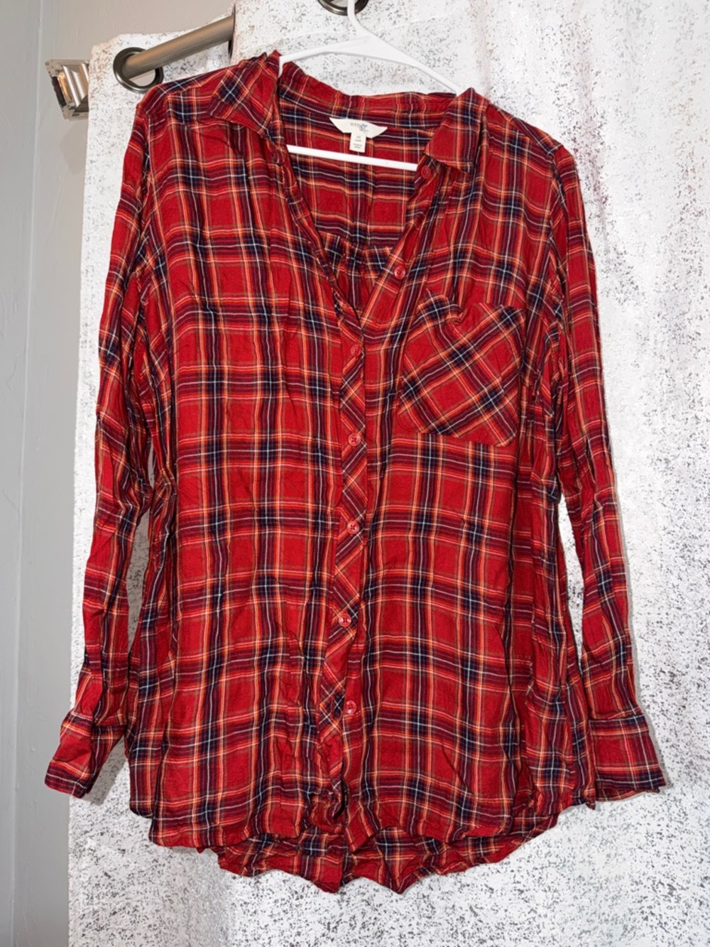 Terra & Sky Red Plaid Button-Front Blouse
